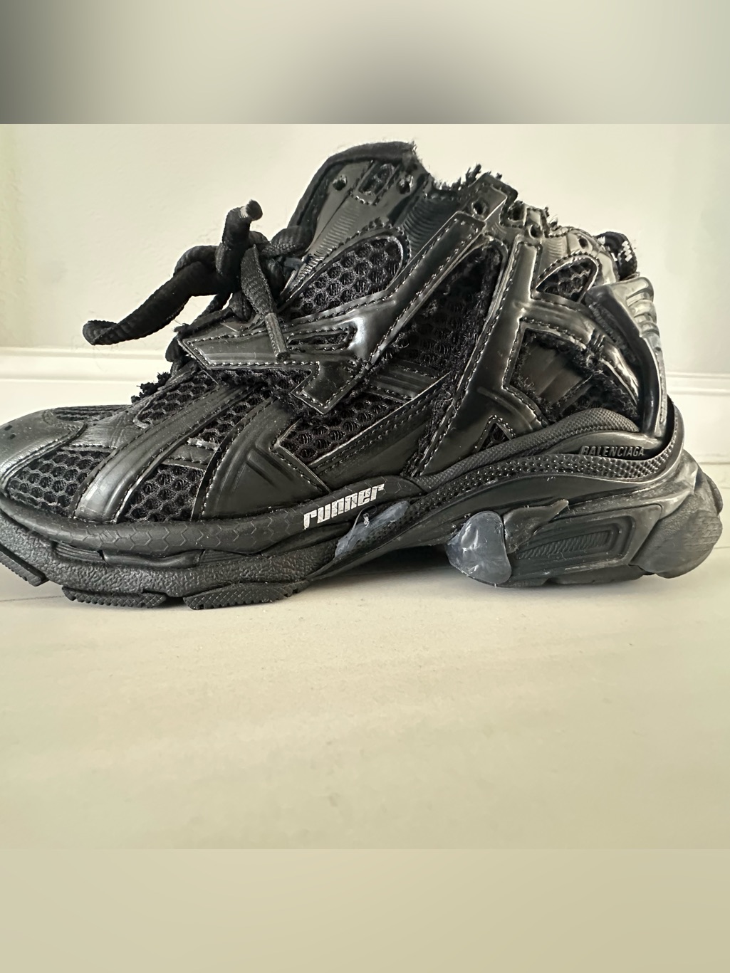 Balenciaga Unisex Black Mesh & Leather High-Top Sneakers